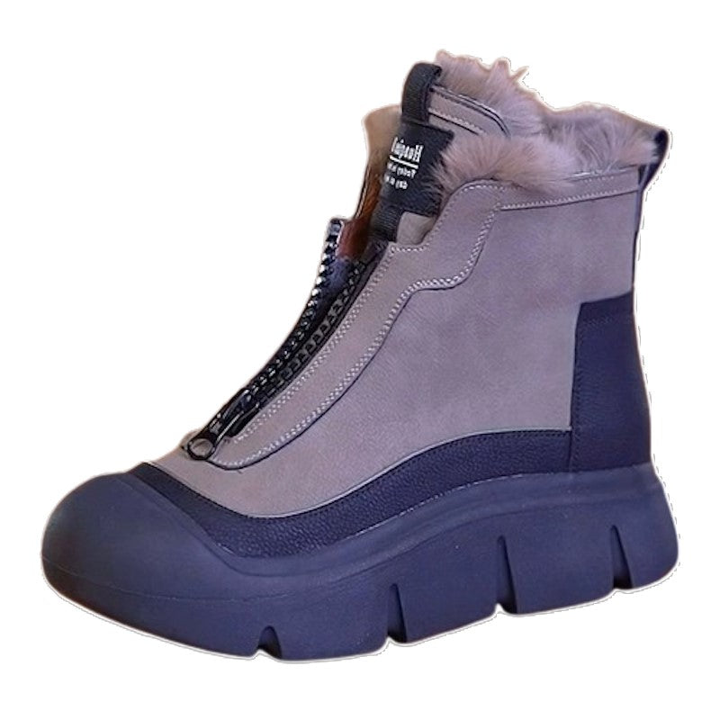 Leather Snow Boots With Zip Closure
