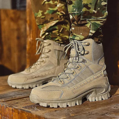 Waterproof Tactical Boots Zip Up High Top For Outdoor Wear