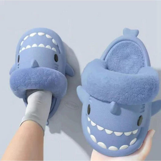 Winter Shark Slides With Cozy Soft Plush Indoor Animal Footwear