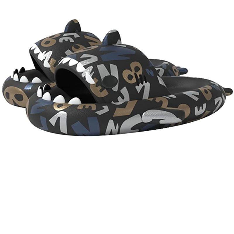 Soft Shark Slides With Eva Sole For Indoor Outdoor Use